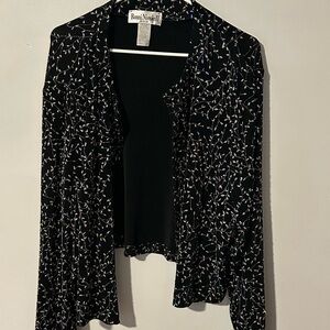 Ronni Nicole Black Cardigan with White Accents